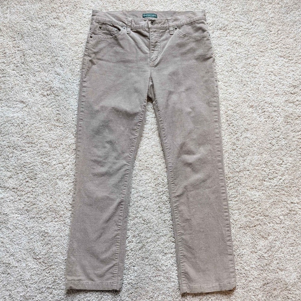 Lauren Ralph Lauren Corduroy Pants Womens 6 Tan Classic Straight Leg Mid Rise
